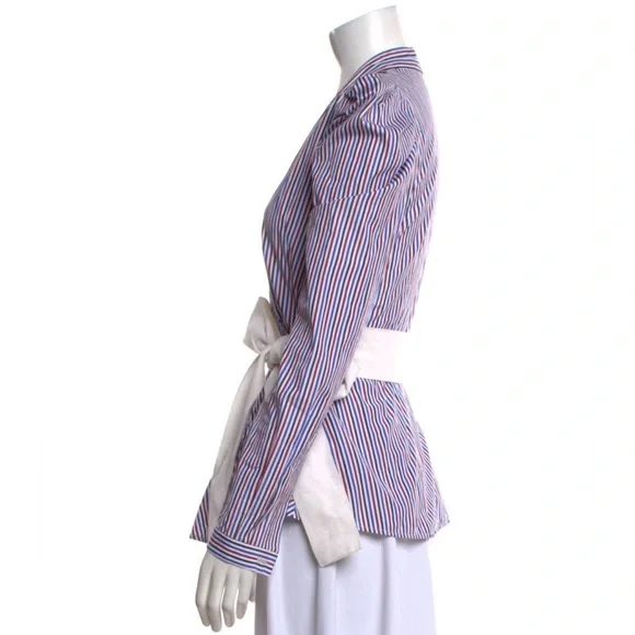 Beautiful Silvia Tcherassi Blue and Red Striped Wrap Blouse - like new - XS - Picture 2 of 3
